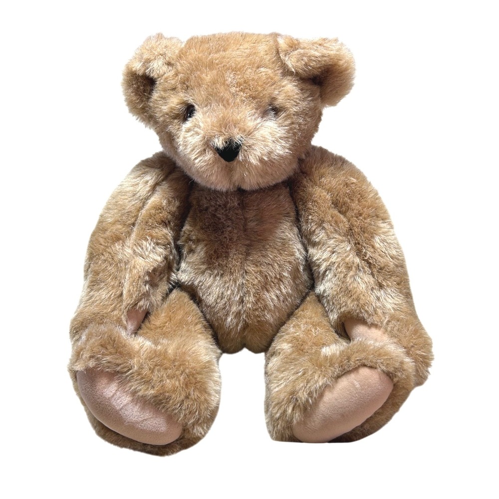 Vermont Teddy Bear Plush 16 Inch Brown Faux Fur Jointed Classic Handmade USA